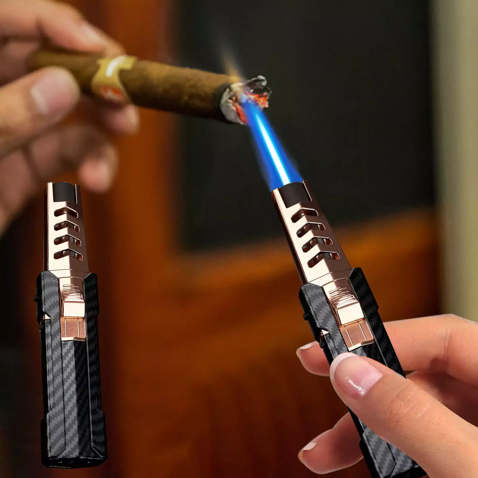 Hoksml Metal Welding Torch Lighter Windproof Flame Outdoor Barbecue Kitchen Baking