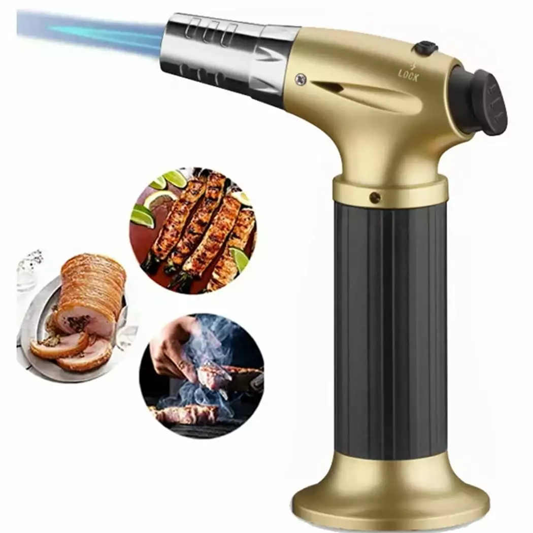 One-hand Operation Butane Torch Lighter Adjustable Flame BBQ Baking Creme Brulee Crafts