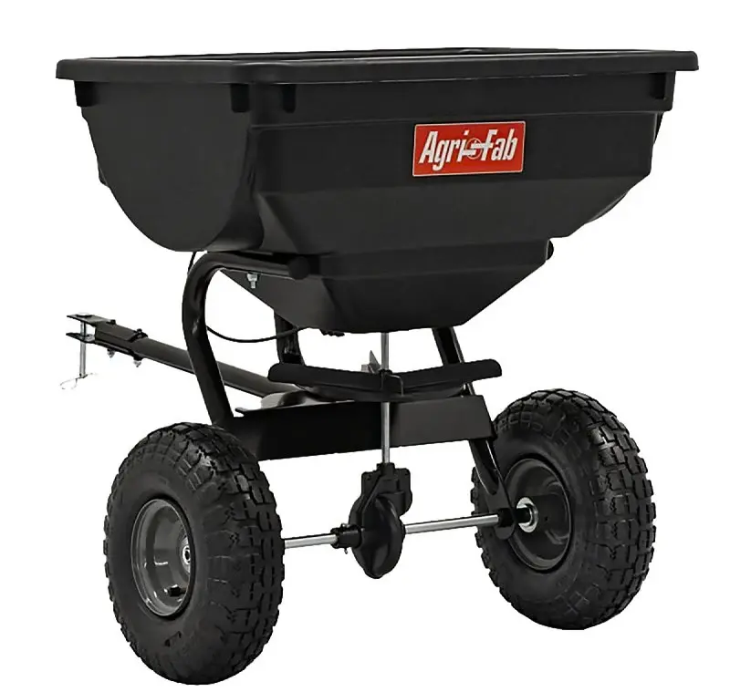 Agri-Fab 45-0530 Tow Behind Broadcast Spreader, 14,000 sq-ft Coverage Area, 120 W Spread, 80 lb Hopper