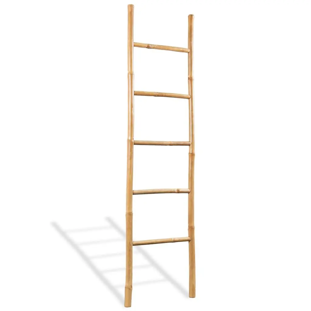 Towel Ladder 5 Rungs Bamboo 59 Inches Bathroom Storage Organizer