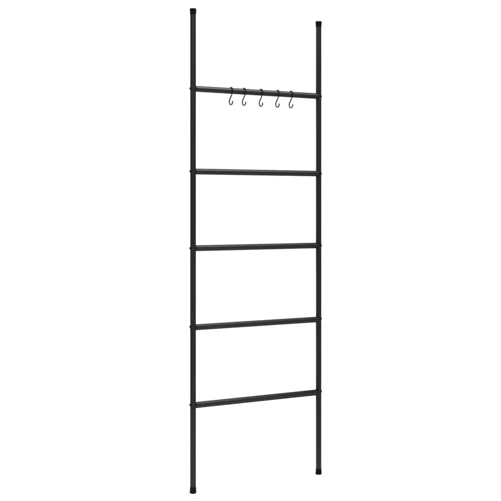 Towel Rack Ladder 5 Tiers Black 22.8x68.9 Inches Iron Bathroom Organizer