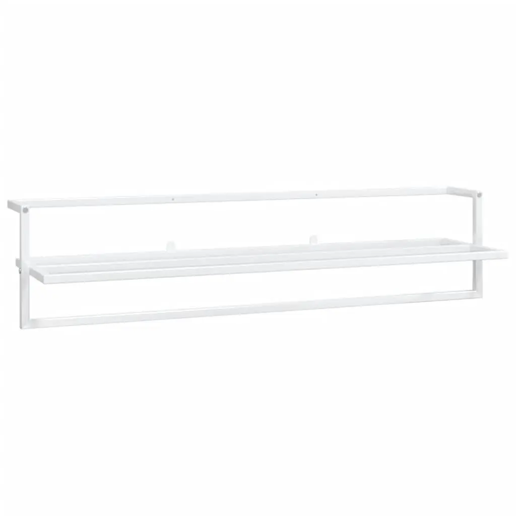 Towel Rack White 37.4x9.8x8.7 Inches Iron Bathroom Storage Organizer