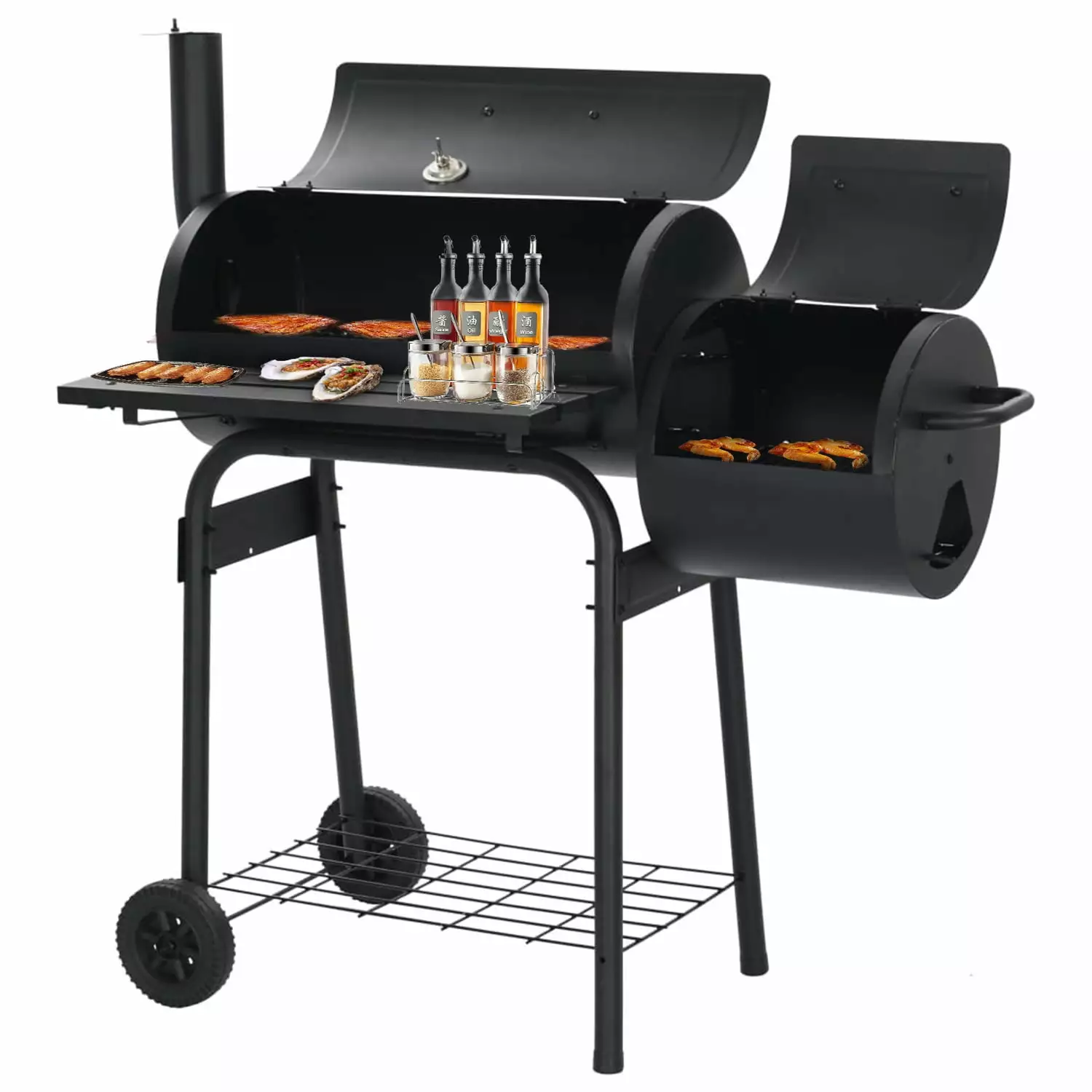 Vebreda Outdoor BBQ Grill Charcoal Barbecue Pit Patio Backyard Meat Cooker
