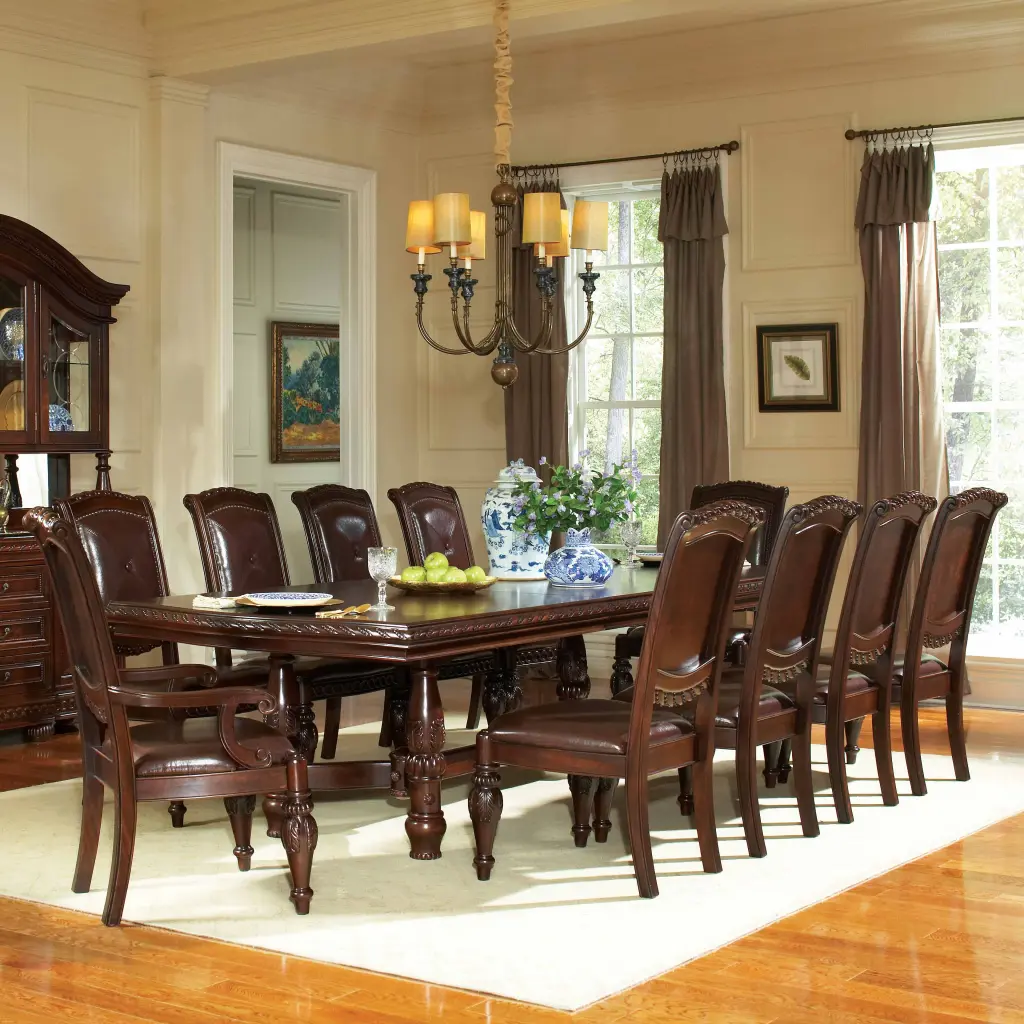 Antoinette 11 Piece Dining Set Dark Brown Timber Dining Room steve silver furniture