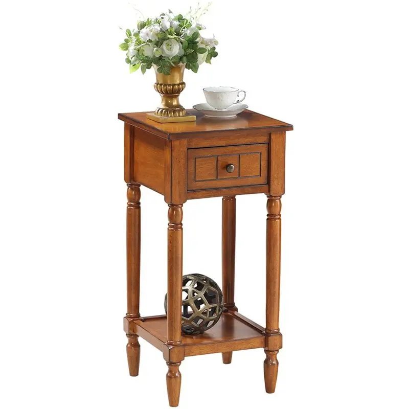 Pemberly Row One-Drawer Traditional Wood Accent End Table Walnut