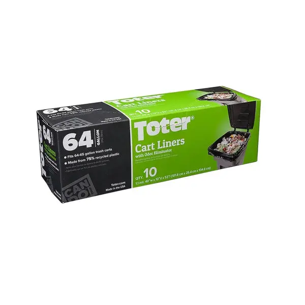 Toter GB064-R1000 Trash Cart Liner Black 64 Gallon Capacity Heavy Duty Use