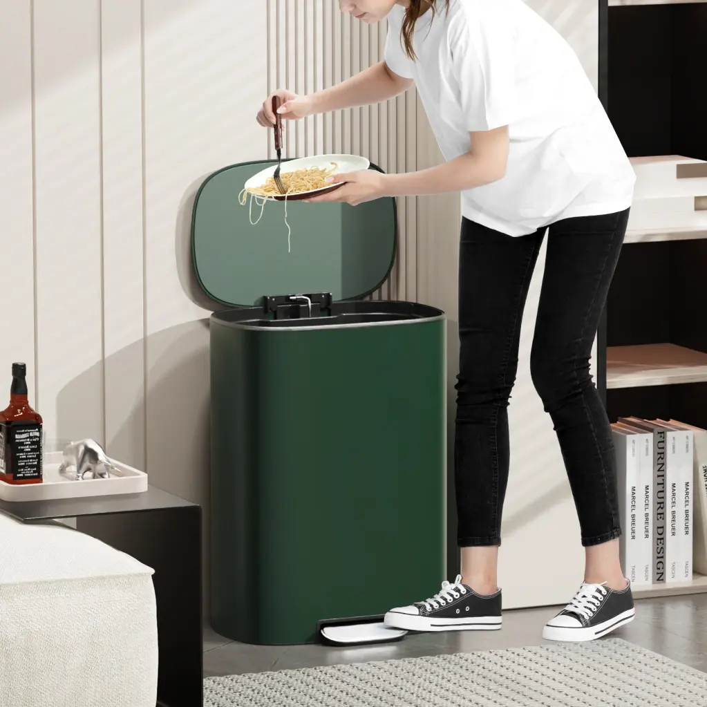 13 Gallon 50L Kitchen Foot Pedal Operated Soft Close Trash Can Stainless Steel like it