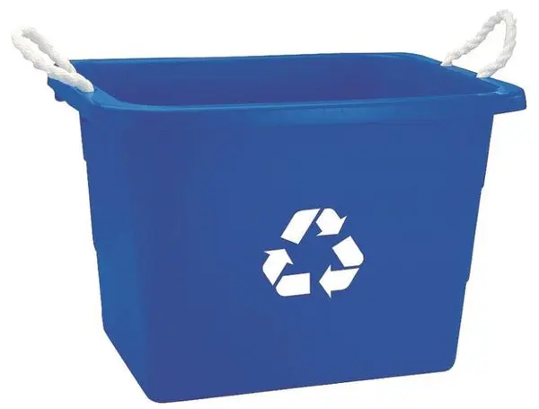 United Plastics TU0105 Recycling Rectangular Tub 19 Gallon Waste and Storage