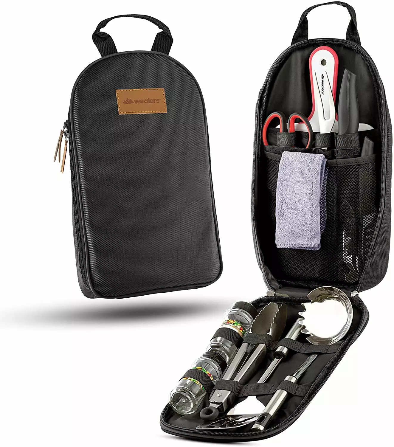 Wealers 11-Piece Travel Cooking Utensils Set Space-saving Stainless Steel Cookware Black