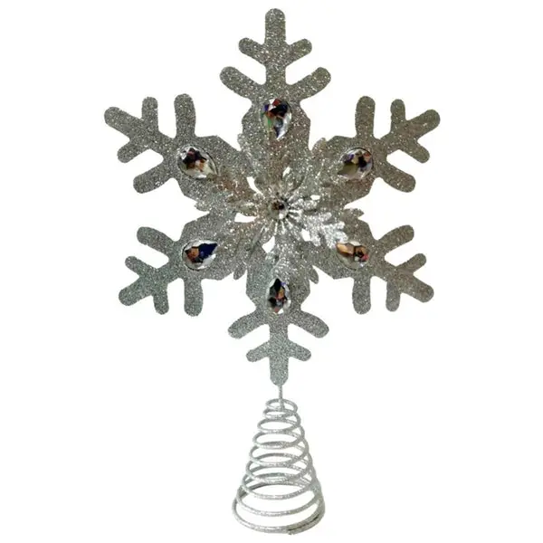 Santas Forest 22401 Christmas Snowflake Tree Top Silver - Elegant Holiday Tree Topper
