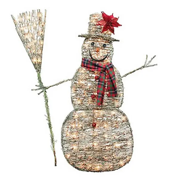 Sylvania 48 Inch Frosted Grapevine Snowman Christmas Decoration 100 Clear Lights