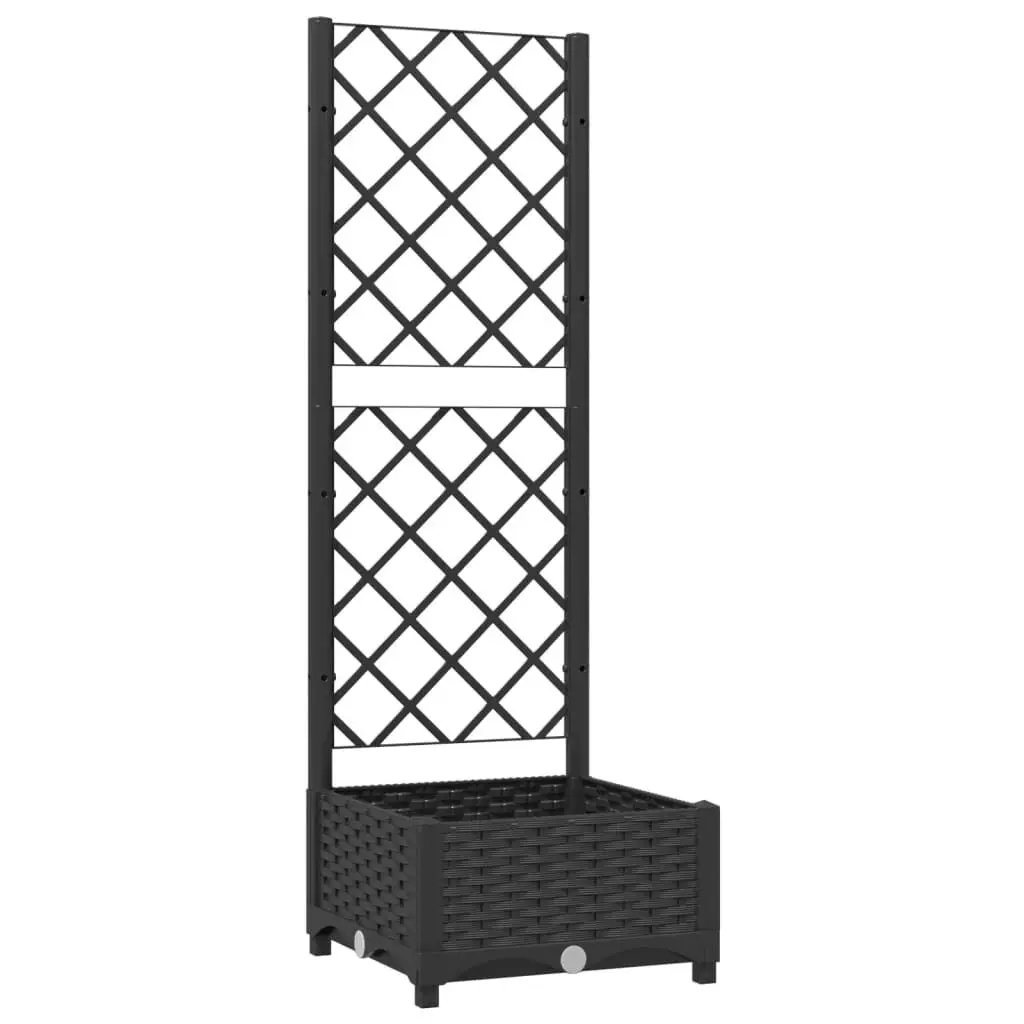 Black Garden Planter Trellis 15.7x15.7x47.8 Inches PP Climbing Plants