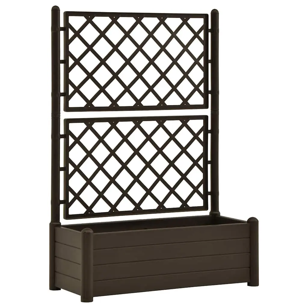 Garden Planter Trellis 39.4x16.9x55.9 Inches PP Mocha Outdoor Large Flower Pot