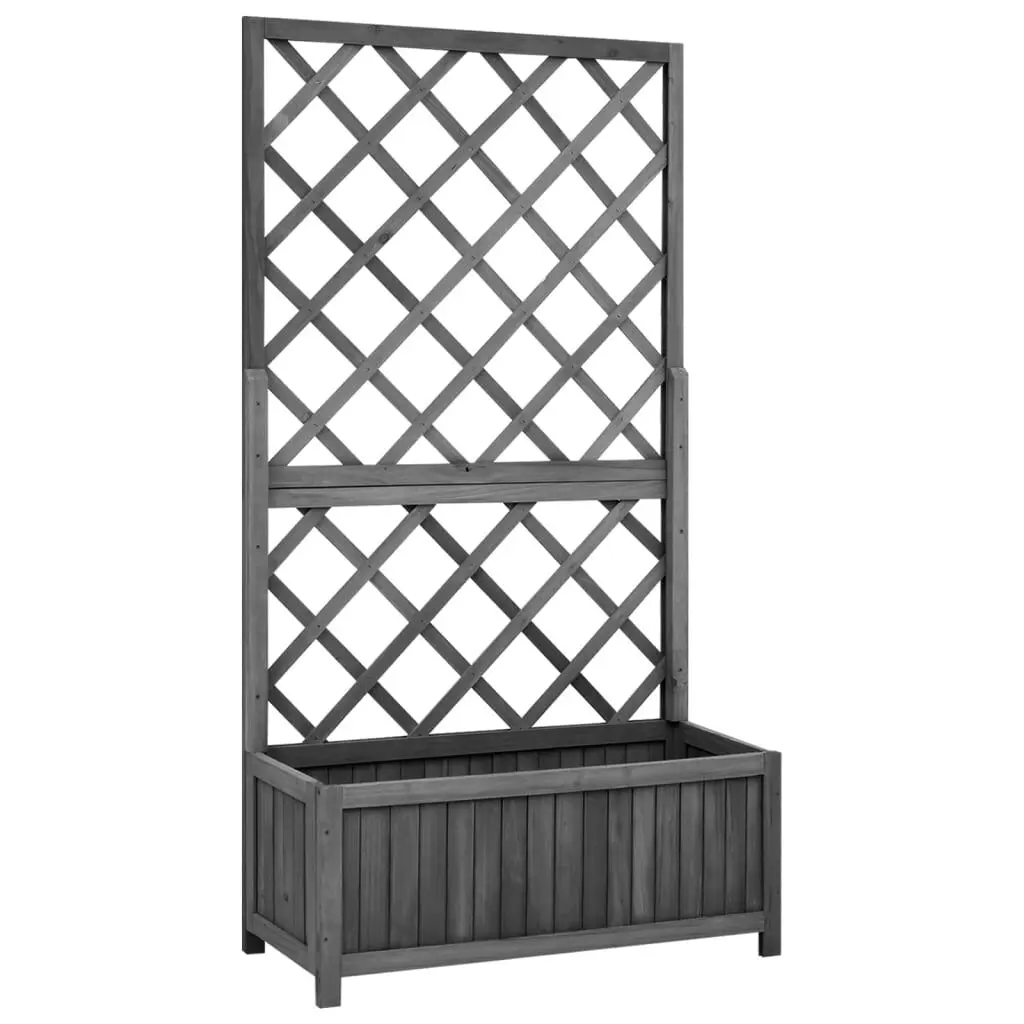Garden Trellis Planter Black Solid Firwood 27.6x11.8x53.1 Inches