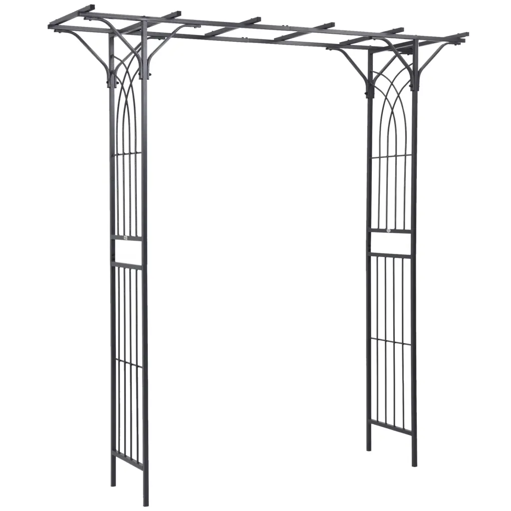 Outsunny 82 Inch Decorative Metallic Garden Trellis Arch Alloy Metal aosom business