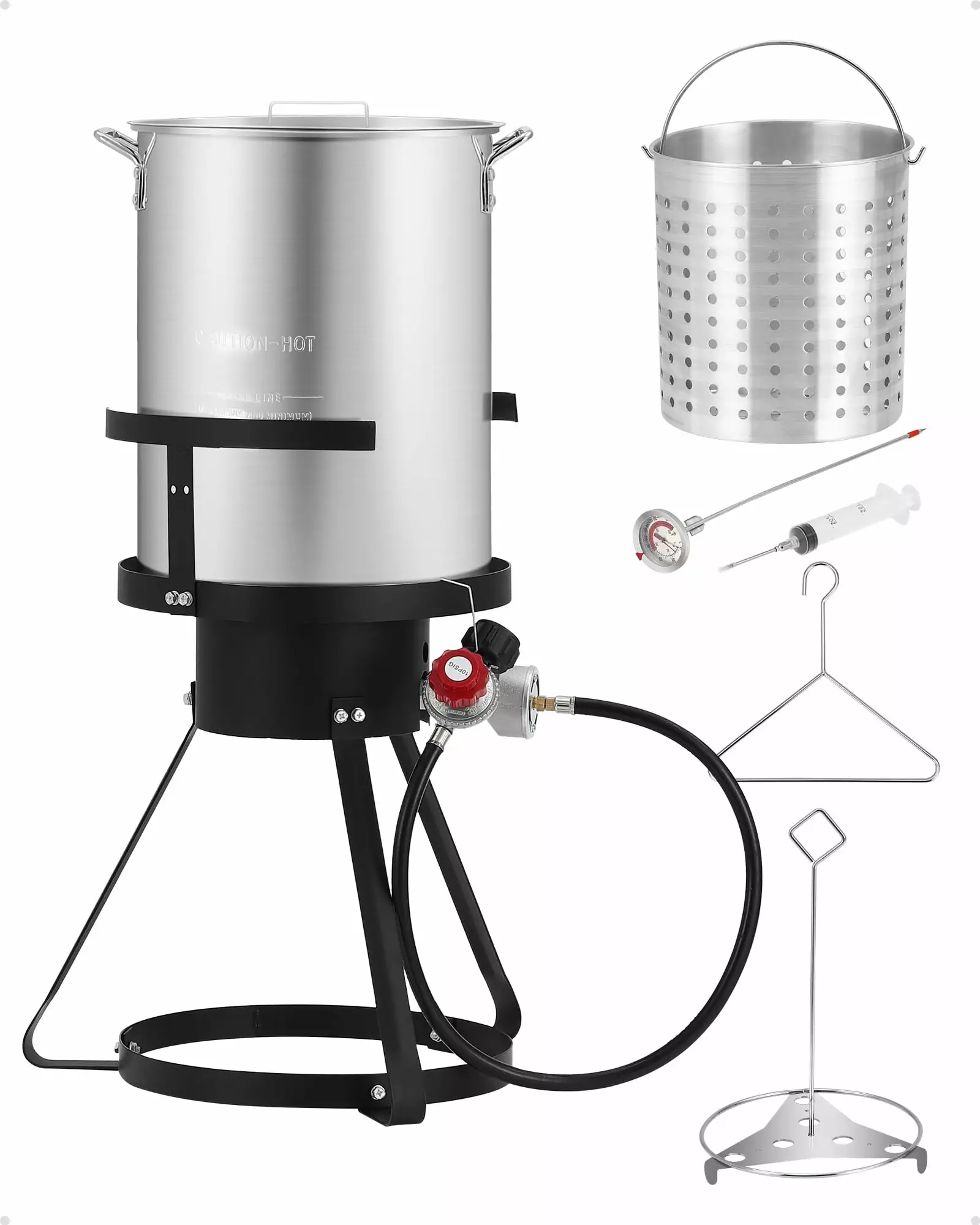 30QT Turkey Fryer Propane Burner Kit 54,000 BTU Seafood Boil Pot and Binquireet Kit 13