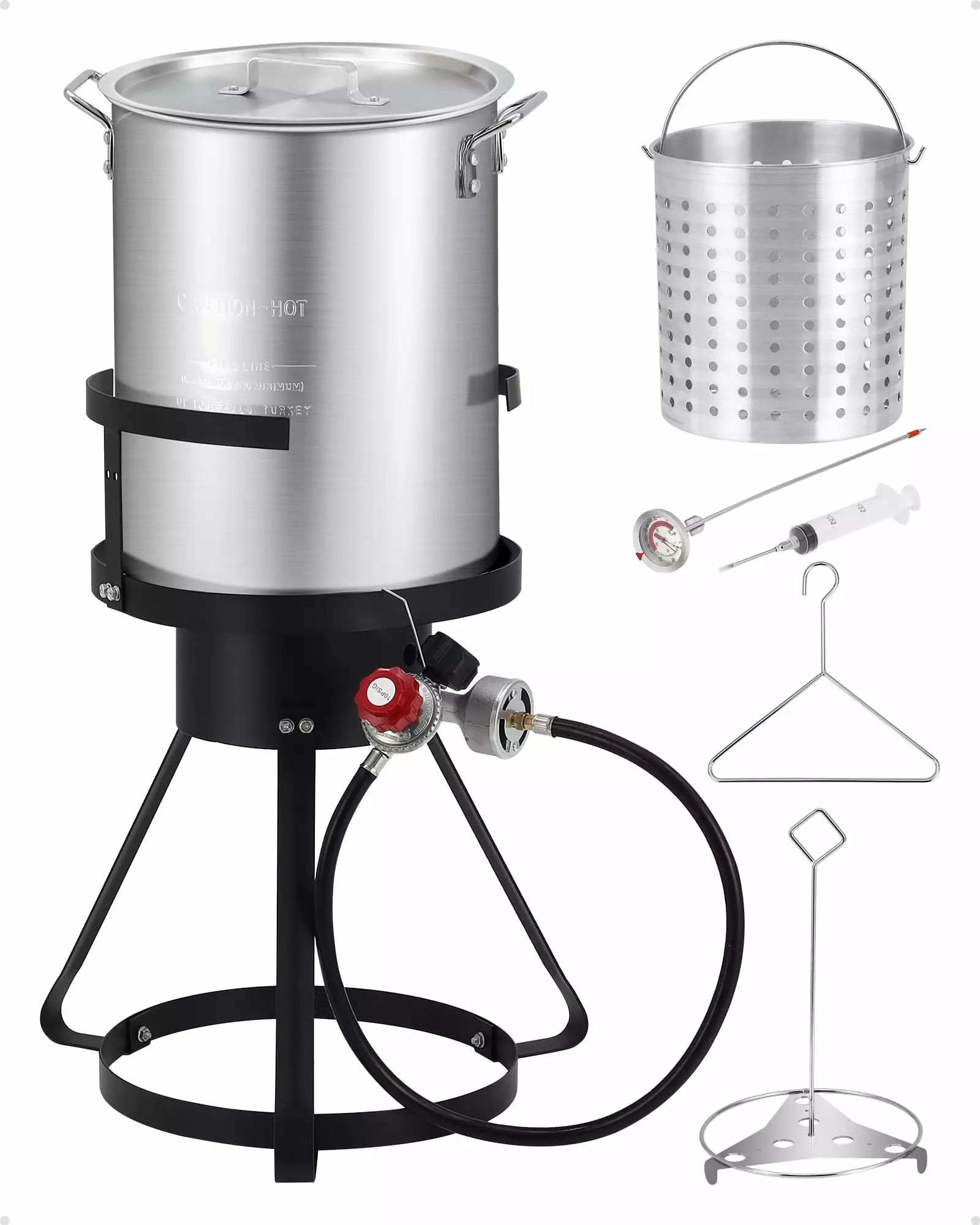 DSSTYLES 30QT Turkey Fryer Propane Burner Kit 54,000 BTU Seafood Boil Pot and Binquireet Kit