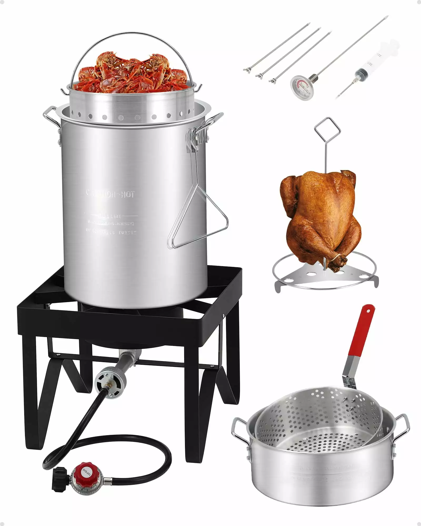DSstyles Turkey Fryer Propane Burner Kit 54,000 BTU Seafood Boil Pot and Binquireet Kit 30qt10qt