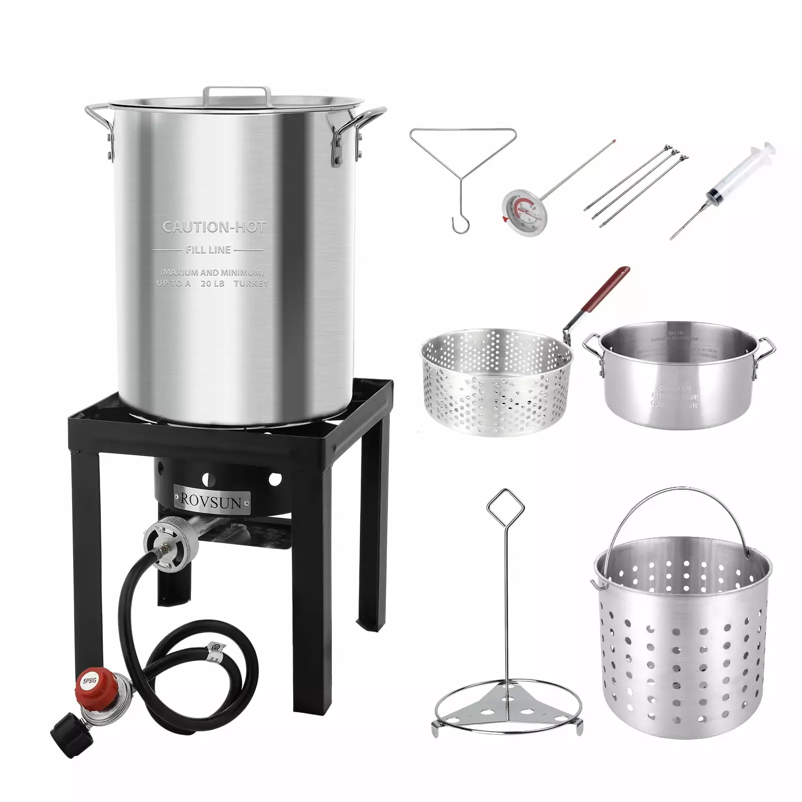 ROVSUN 30QT Turkey Fryer Kit 55,000BTU Propane Stove Thermometer and Accessories 30qt
