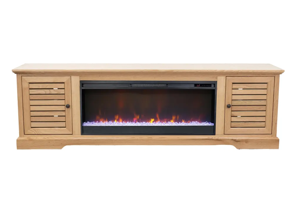 83 Inch Electric Fireplace TV Console TVs Up To 95 Inches Natural Wood bridgevine home