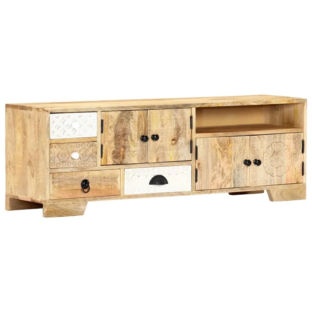 Solid Wood Mango TV Stand 47.2 Inch Entertainment Center Storage