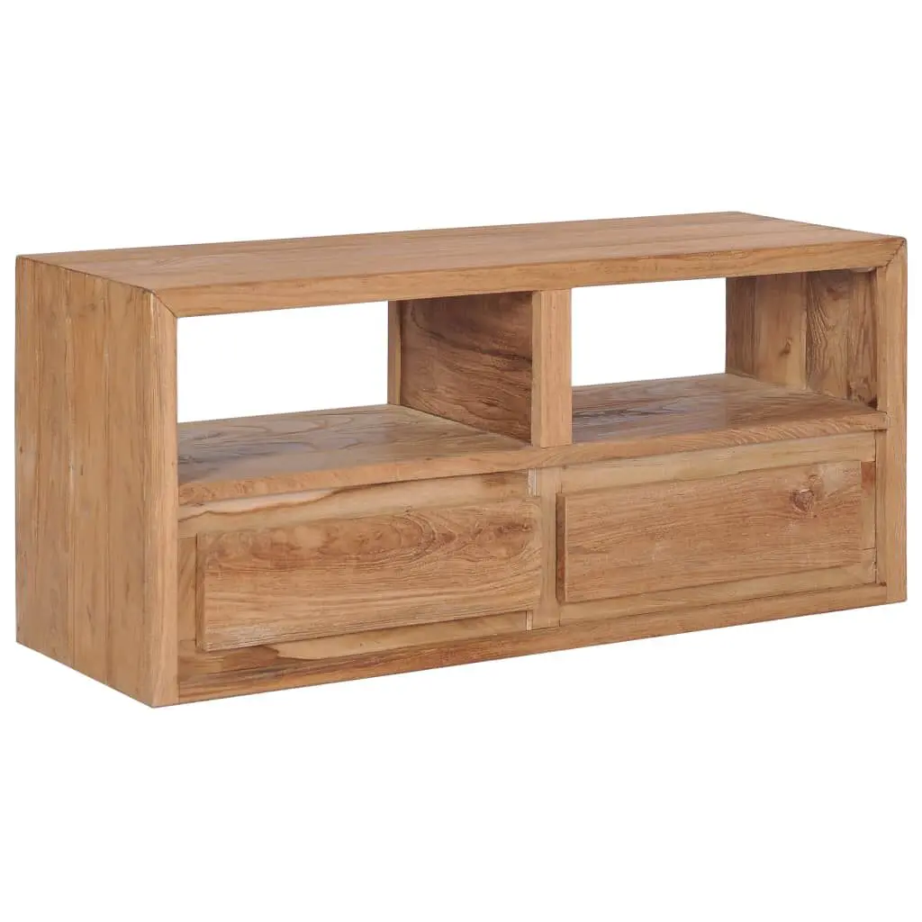 TV Stand 35.4x11.8x15.7 Inches Solid Wood Teak Compact Media Console