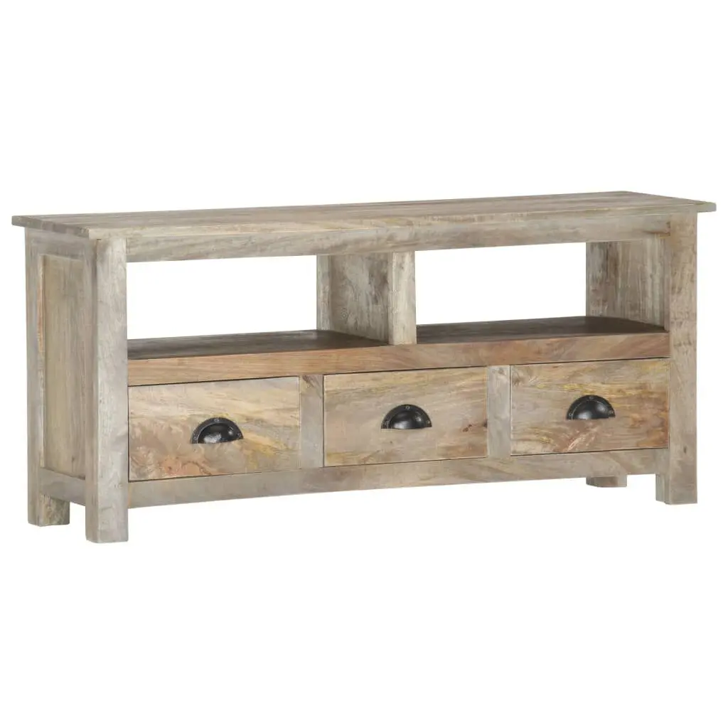 TV Stand 43.3 Inch Solid Mango Wood Rustic Media Console