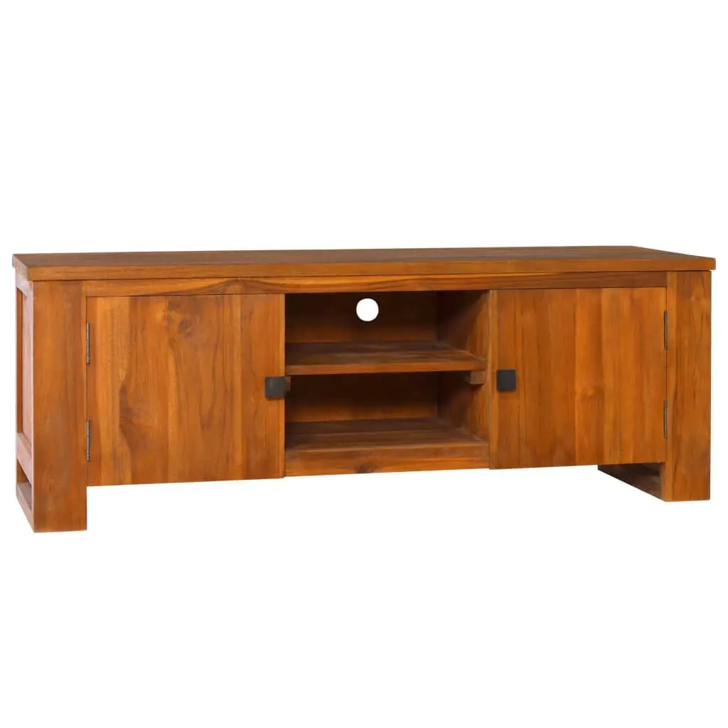 TV Stand 43.3x11.8x15.7 Inches Solid Wood Teak Modern Media Console