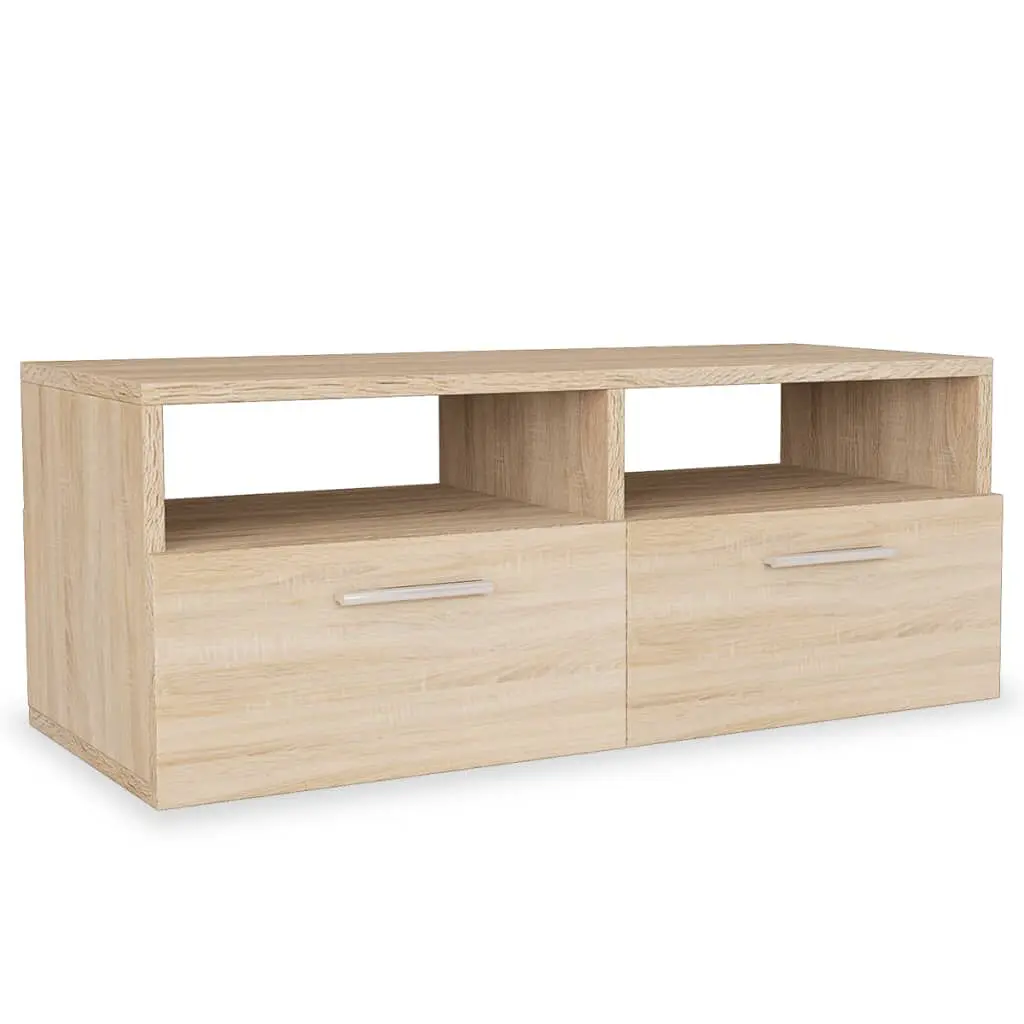 TV Stand Engineered Wood 37.4x13.8x14.2 Inches Oak Media Console