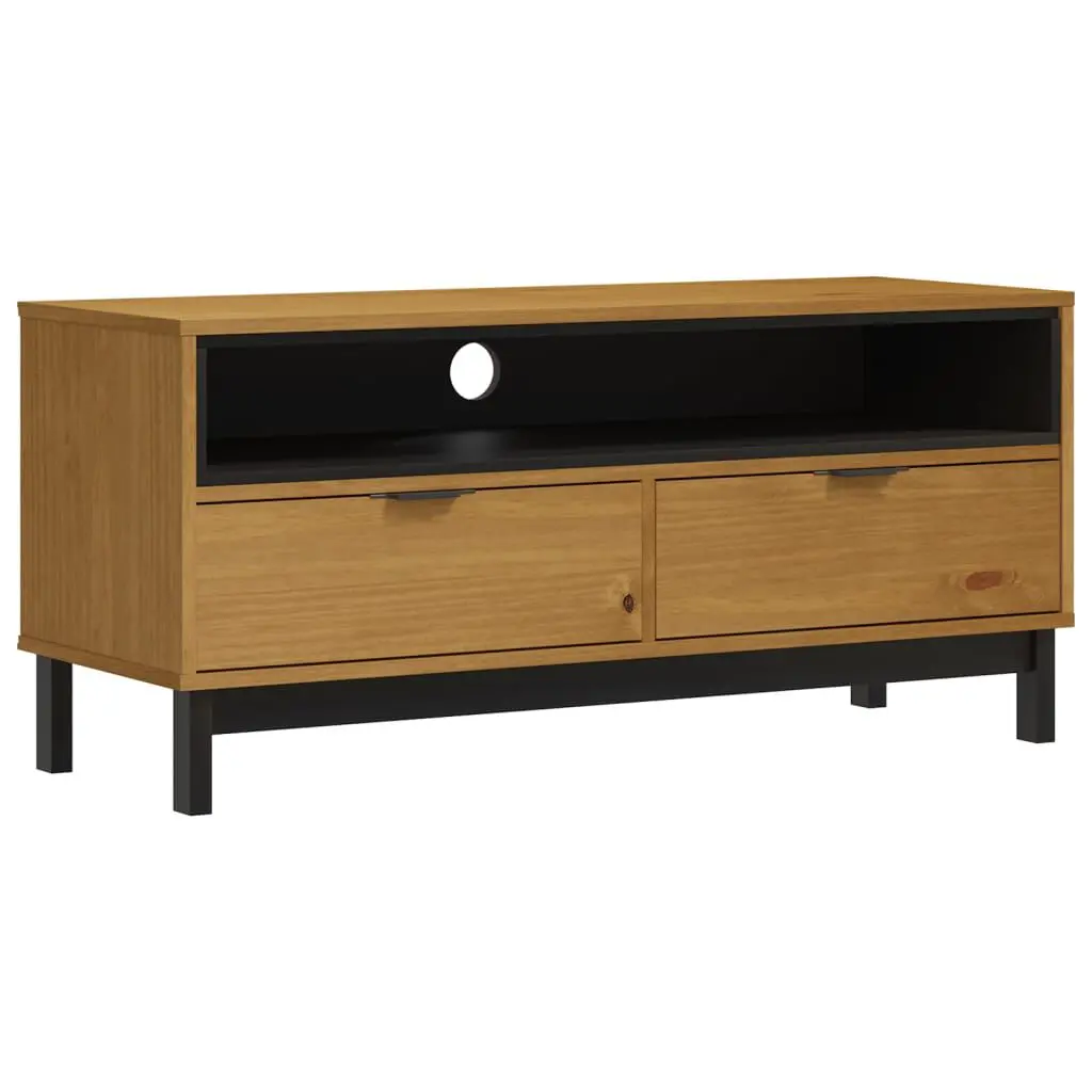 TV Stand FLAM 43.3x15.7x19.7 Inches Solid Wood Pine Entertainment Center