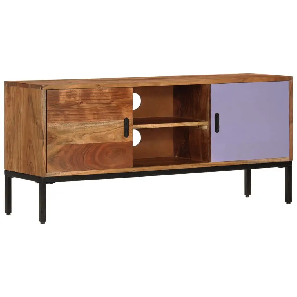 TV Stand Honey Brown and Gray 43.3x11.8x19.7 Solid Wood Acacia Media Console