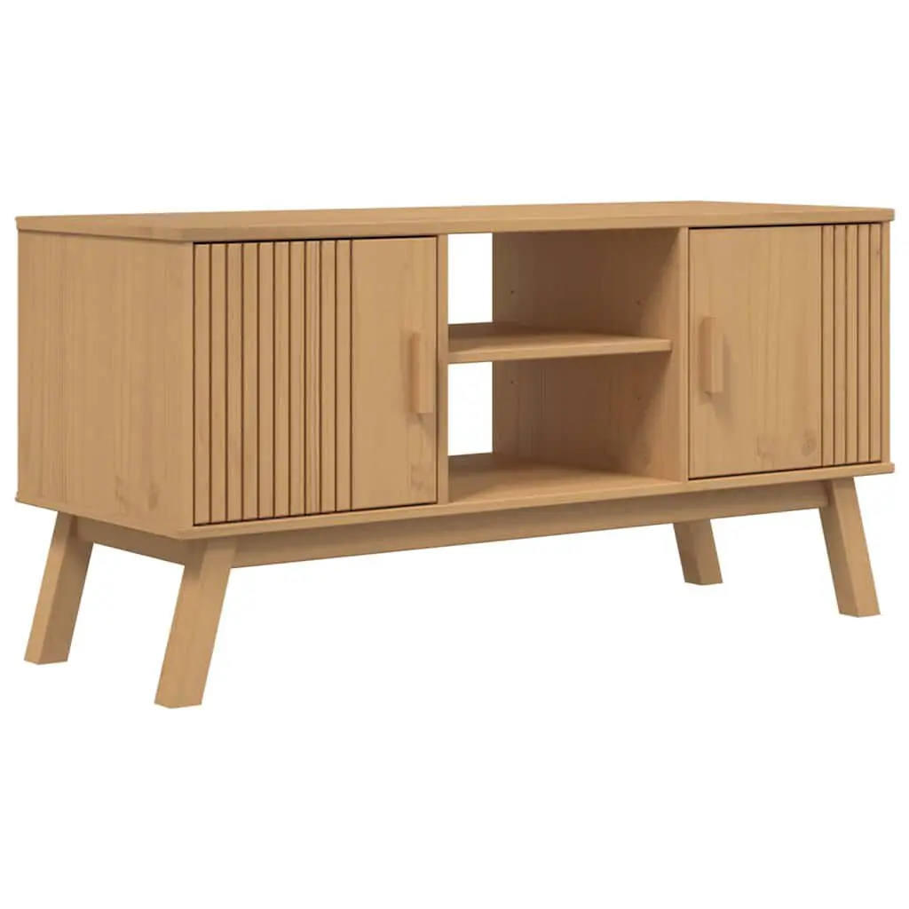 TV Stand OLDEN Brown 44.9x16.9x22.4 Solid Wood Pine Entertainment Center