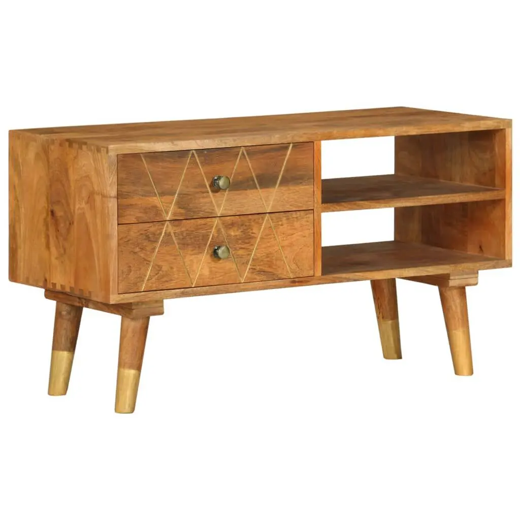 TV Stand 33.5x13.8x18.5 Inches Solid Wood Mango Living Room Furniture