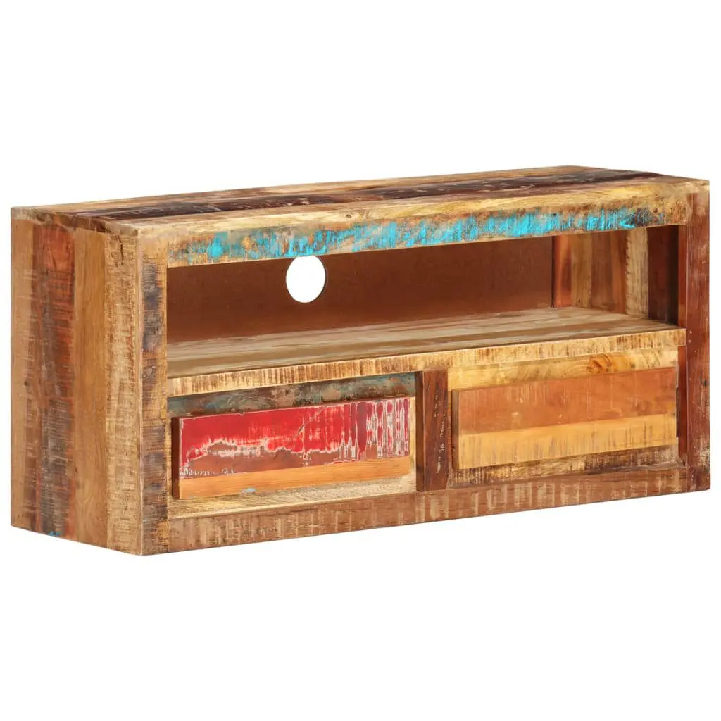 TV Stand 34.6x11.8x15.7 Inches Solid Wood Reclaimed Rustic Entertainment Center