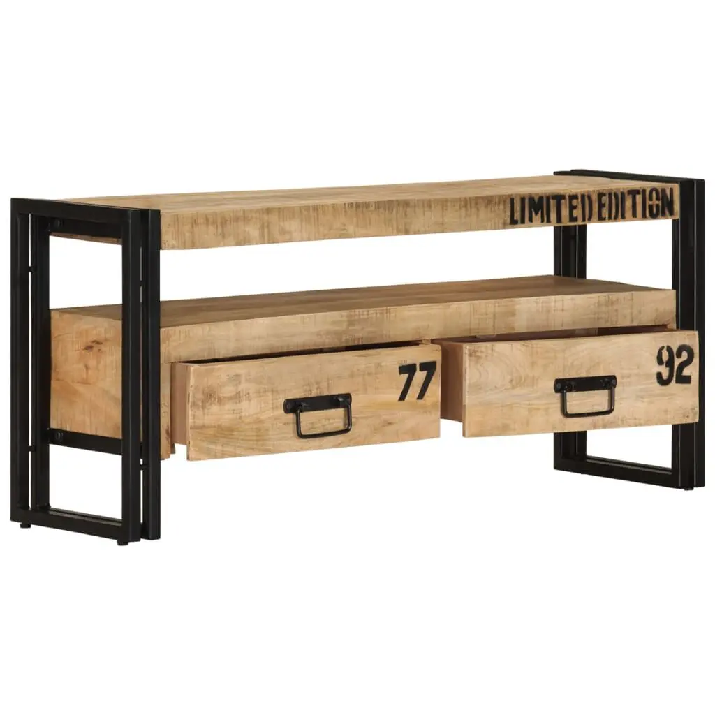 TV Stand 39.4x11.8x17.7 Inches Solid Mango Wood Entertainment Center