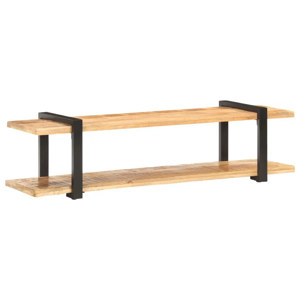 TV Stand 63x15.7x15.7 Inches Solid Rough Mango Wood Entertainment Center