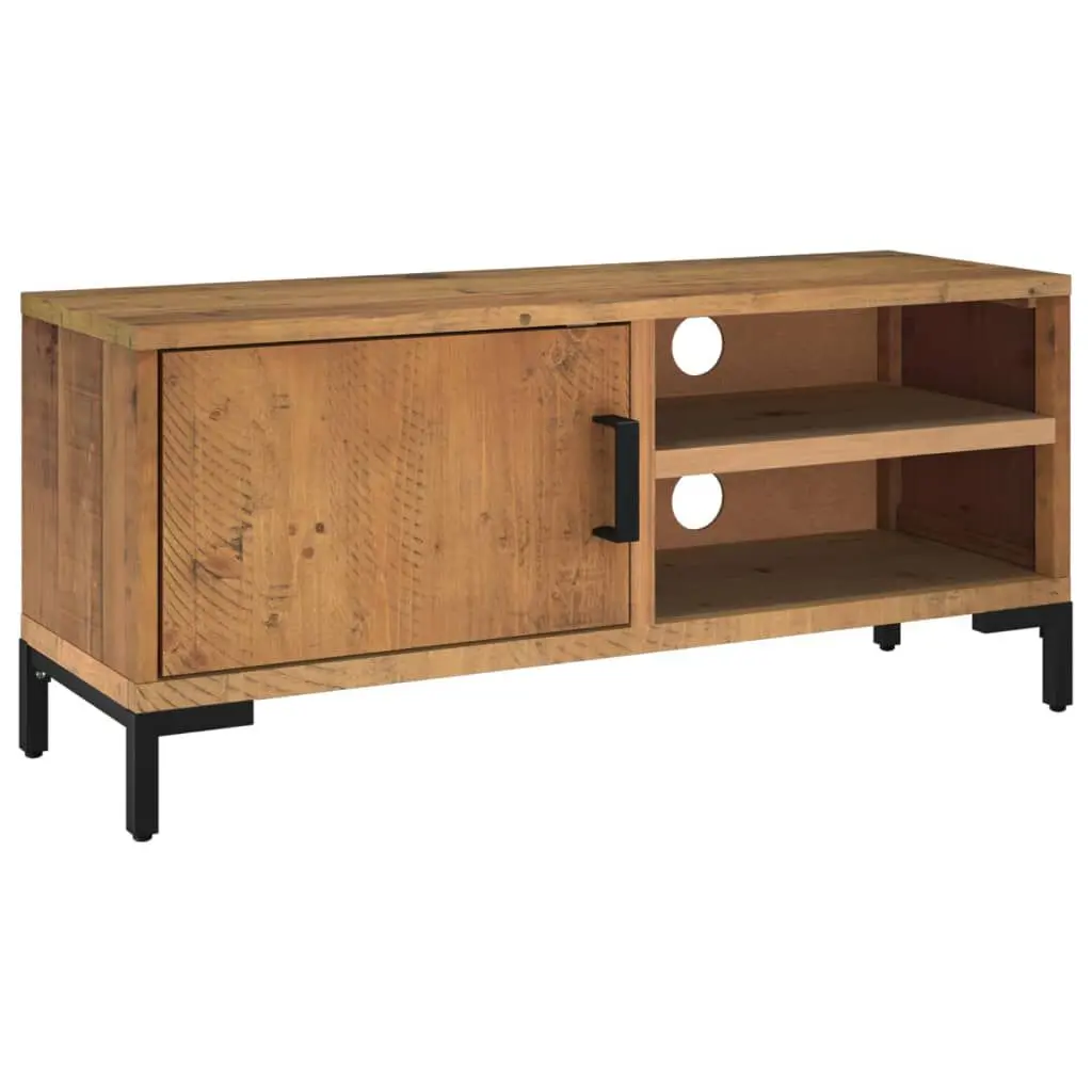 TV Stand Brown 35.4x11.8x15.7 Inches Solid Wood Pine Entertainment Center