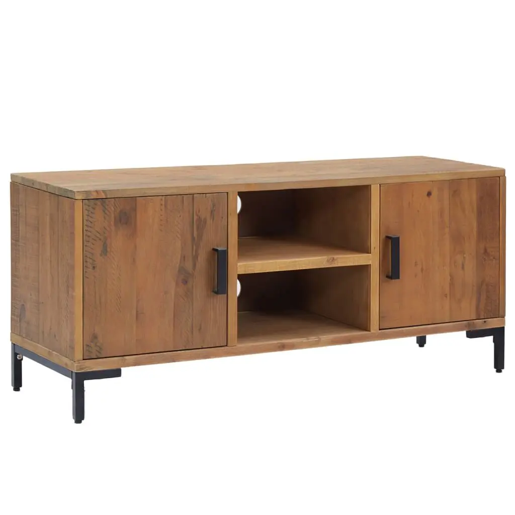 TV Stand Brown 43.3x13.8x18.9 Inches Solid Wood Pine Entertainment Center