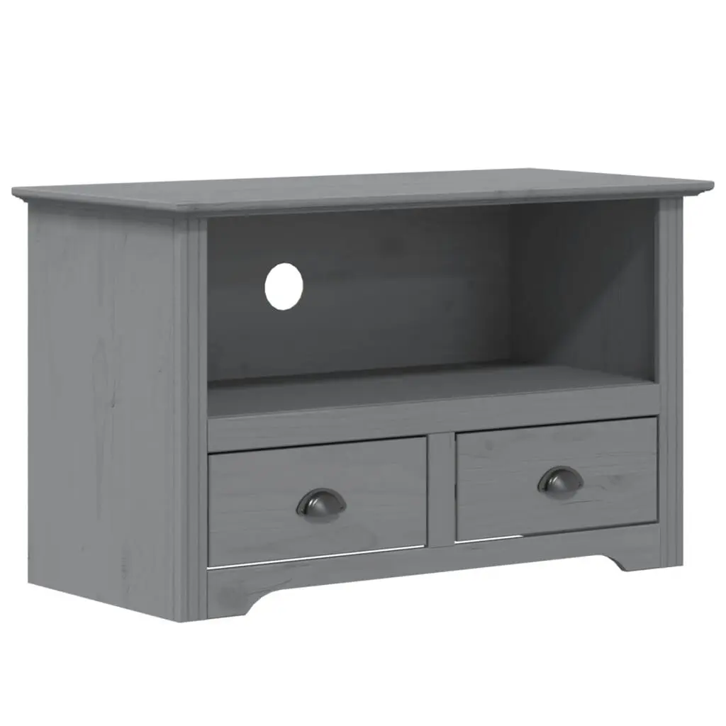 TV Stand 2 Drawers BODO Gray 36x17.5x22 Solid Wood Pine