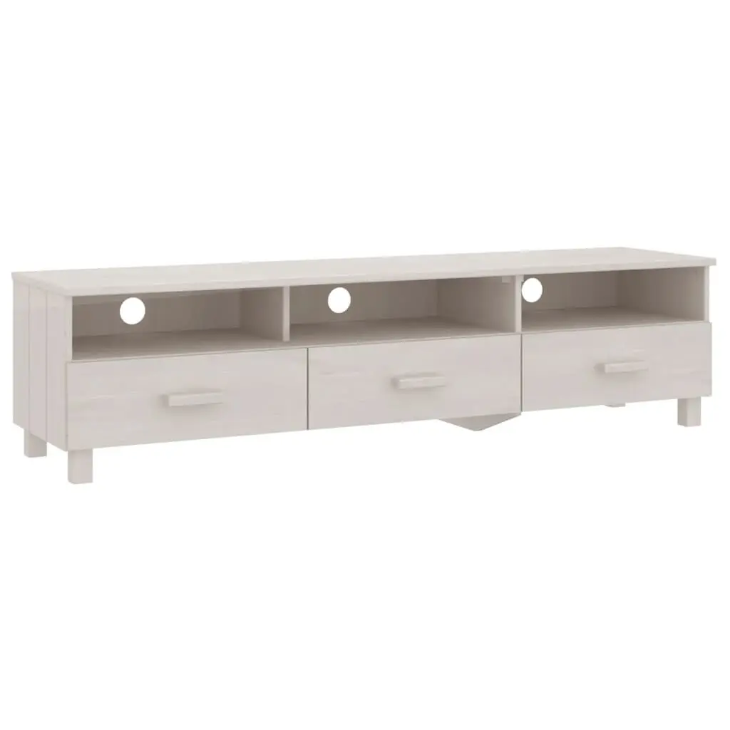 TV Stand HAMAR White 62.2x15.7x15.7 Inches Solid Wood Pine