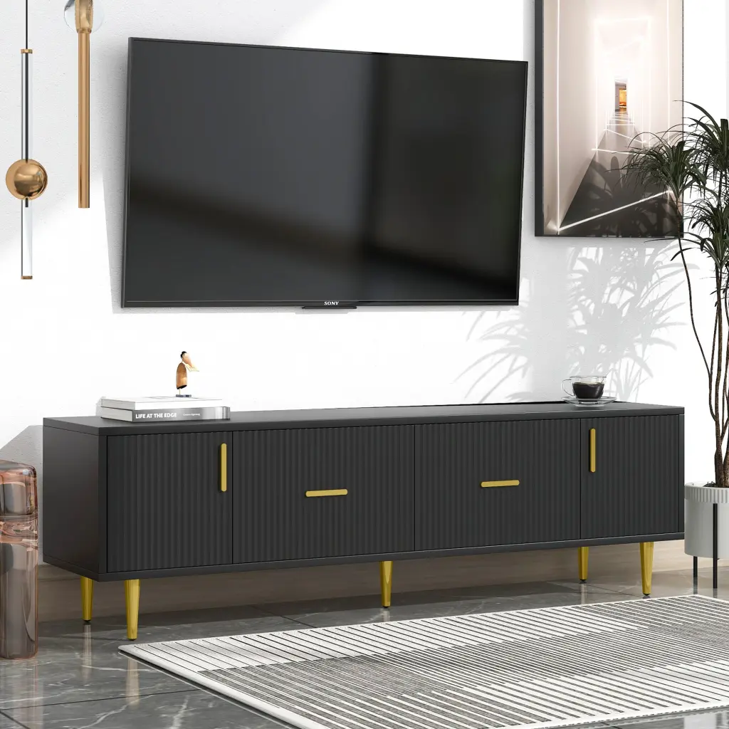 Modern TV Stand 5 Champagne Legs Long Lasting Chic And Spacious u-can