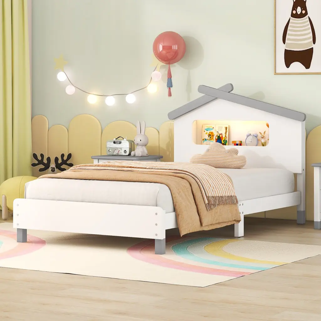 Twin Wood Platform Bed Houtilize Influenced Headboard And Motion Act homey life