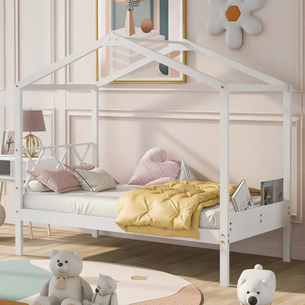 Twin Dimensions Wood Houtilize Bed Storage Space White Old Sku Lp000001Aa lucky furniture