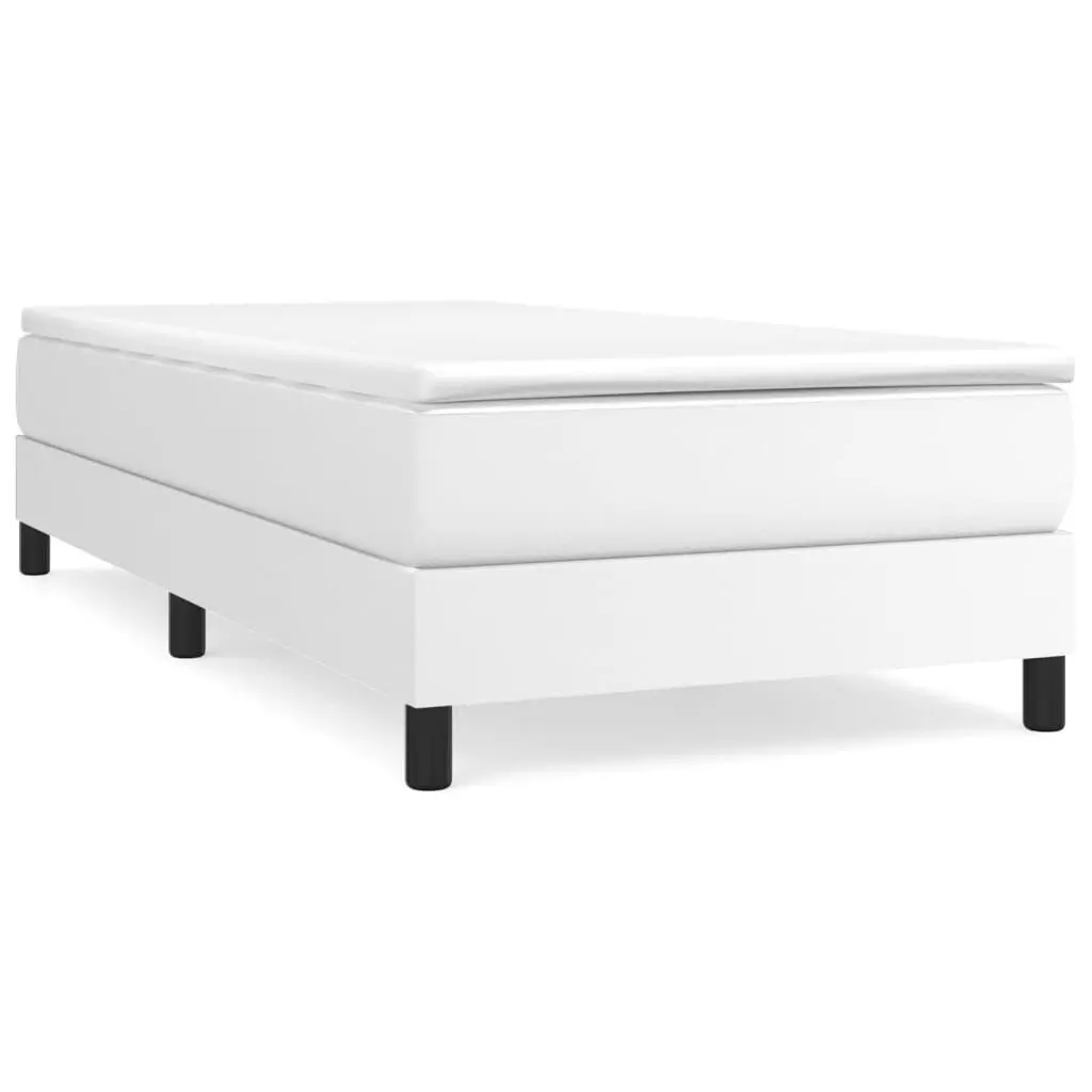 Box Spring Bed Mattress White 39.4x79.9 Twin XL Faux Leather Bed Frame