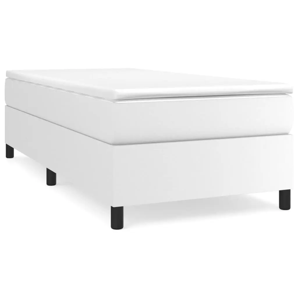 Box Spring Bed Mattress White 39.4x79.9 Twin XL Faux Leather Bed Frame