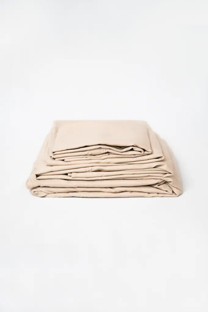 4 Piece Khaki Brushed Microfiber Twin XL Sensitive Skin Safe Sheet Set omne sleep
