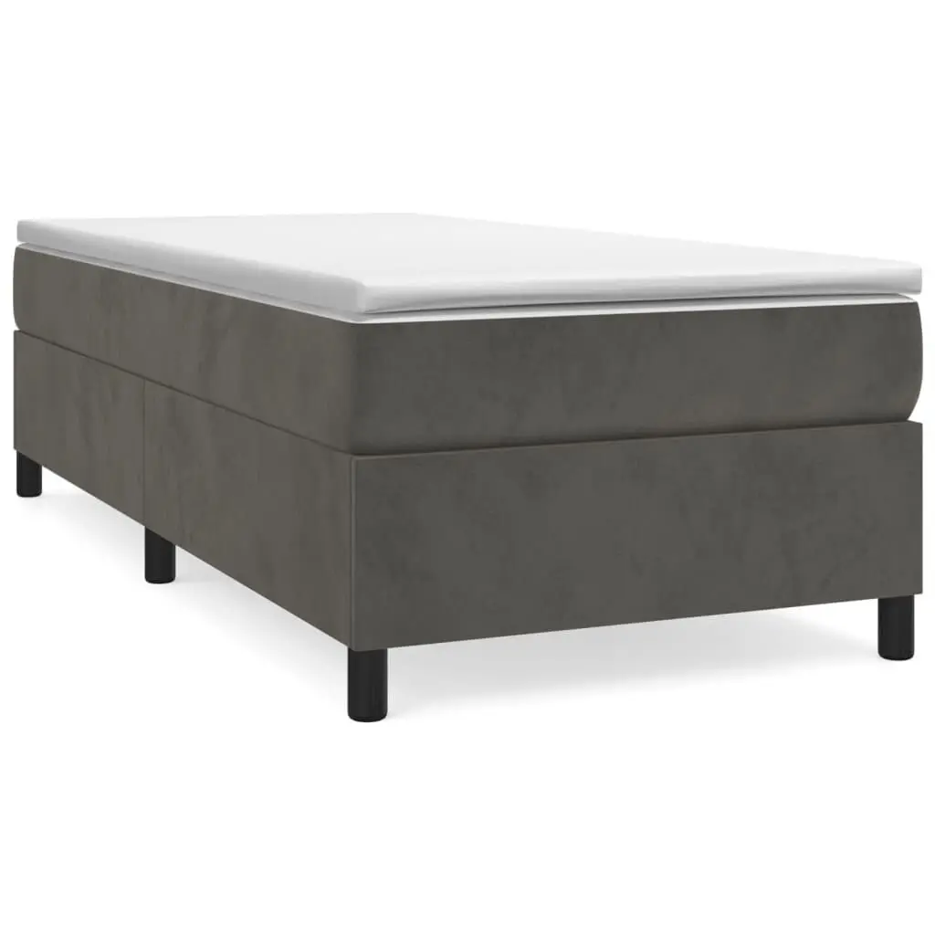 Bed Frame without Mattress Dark Gray Twin Velvet Upholstered Platform Base US Only