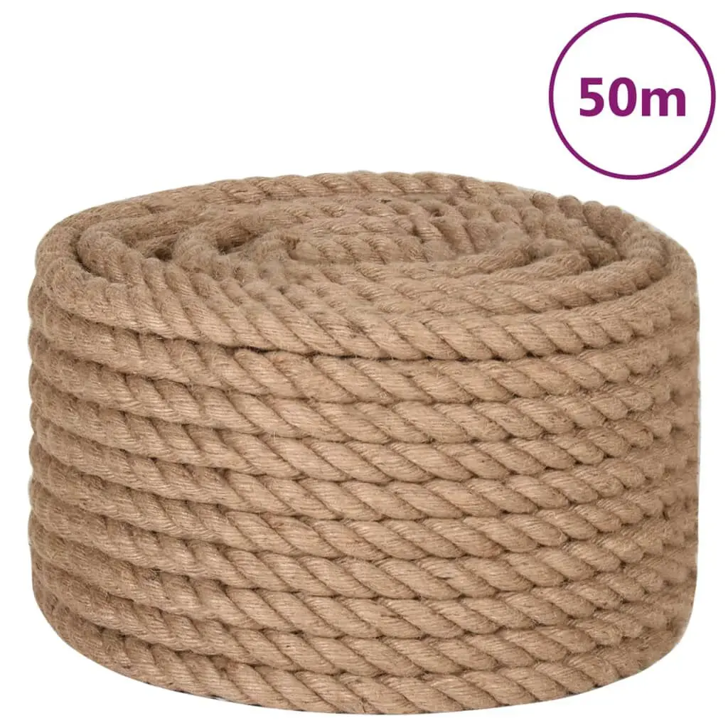 100% Jute Rope 0.8 Inch Diameter 1968.5 Inch Length Natural Fiber Twine