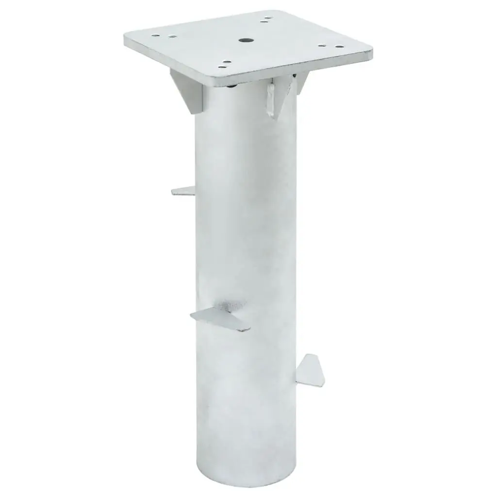 -Ground Parasol Base Silver Steel 6.3x6.3x15.6 Inches