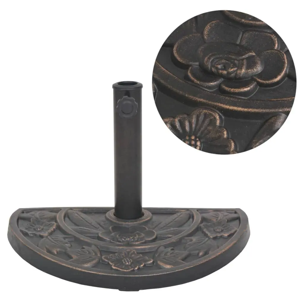 Parasol Base Resin Half Round Bronze 19.8 lbs Outdoor Umbrella Stand